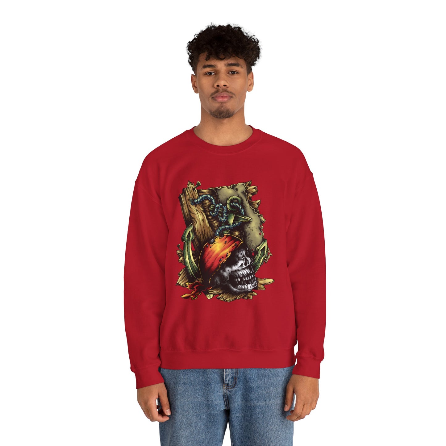 Pirate Themed Crewneck Sweatshirt, Cozy Men's Sweatshirt, Halloween Apparel, Gift for Sailors, Casual Streetwear