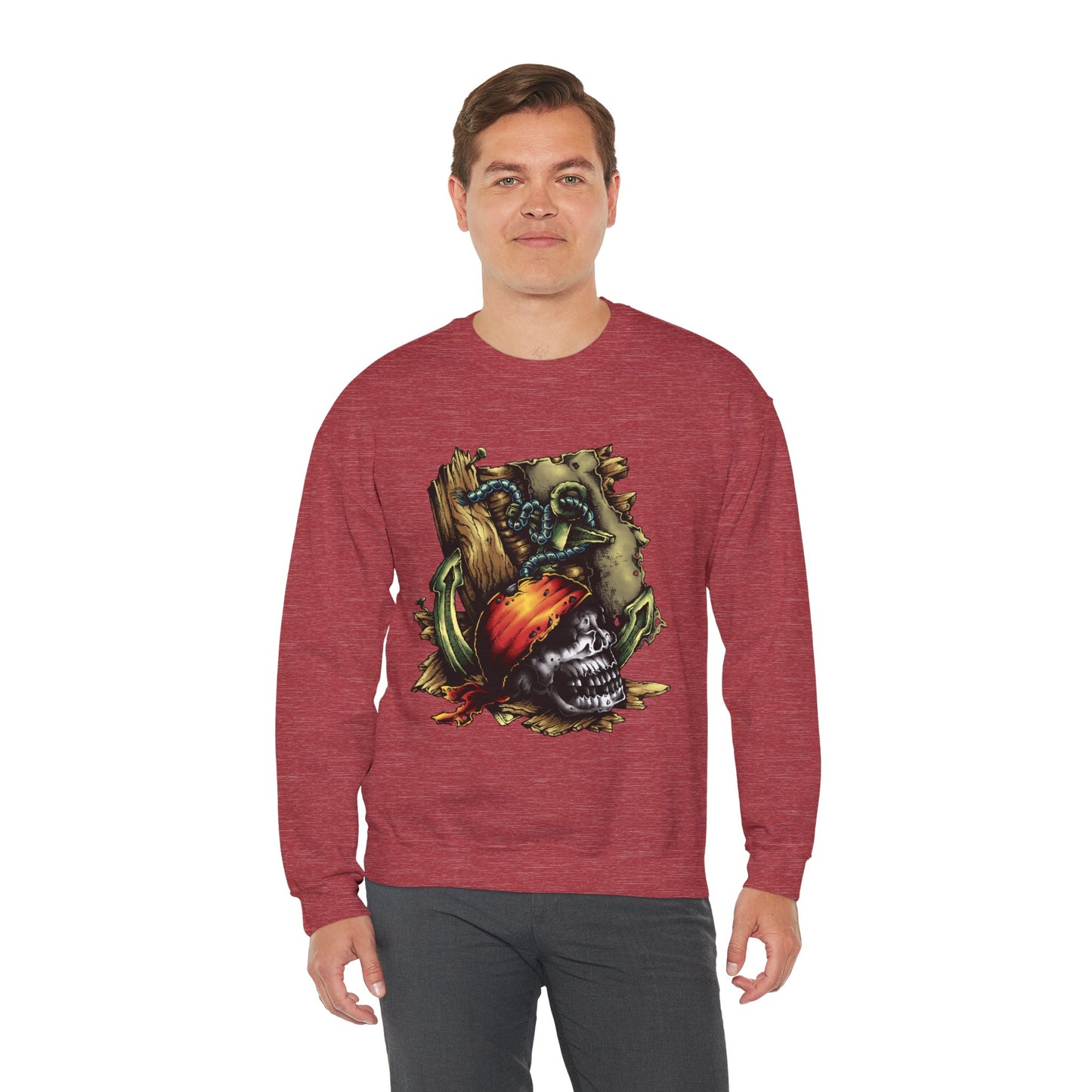 Pirate Themed Crewneck Sweatshirt, Cozy Men's Sweatshirt, Halloween Apparel, Gift for Sailors, Casual Streetwear