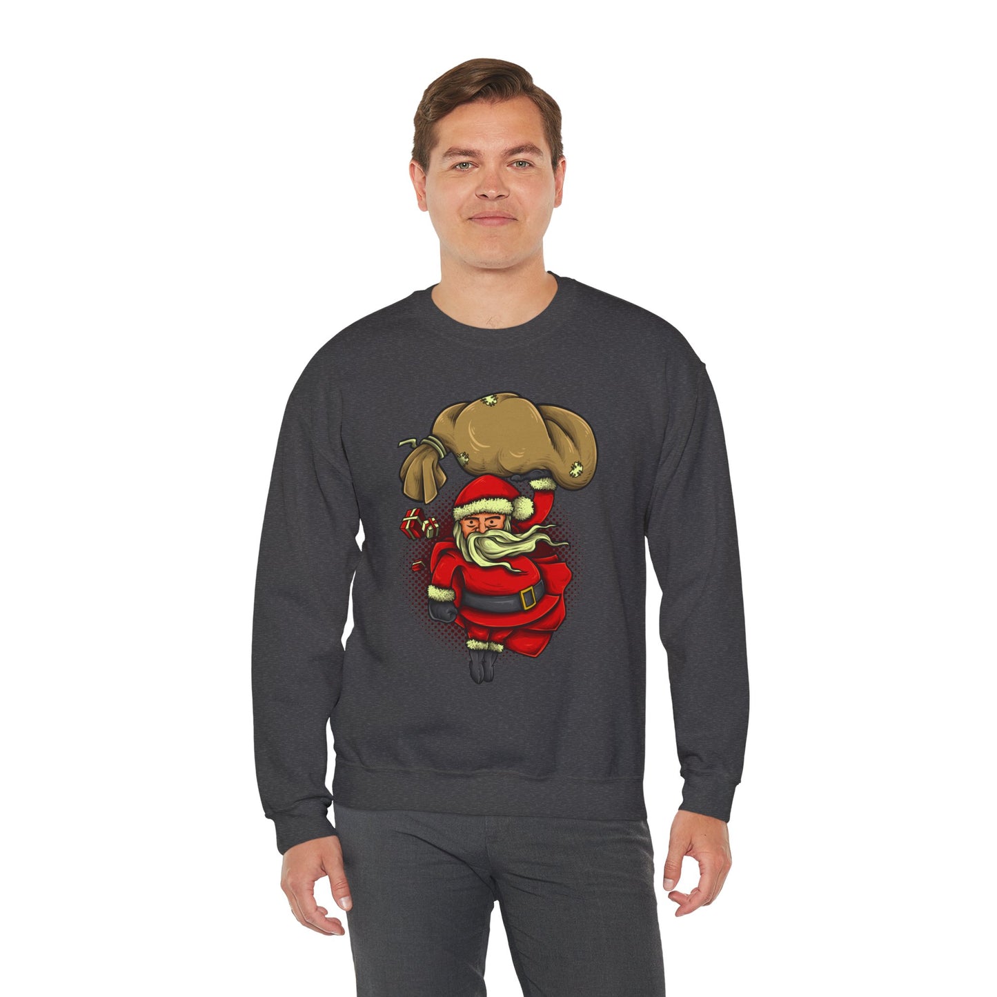 Funny Christmas Santa Crewneck Sweatshirt | Holiday Cheer | Men's