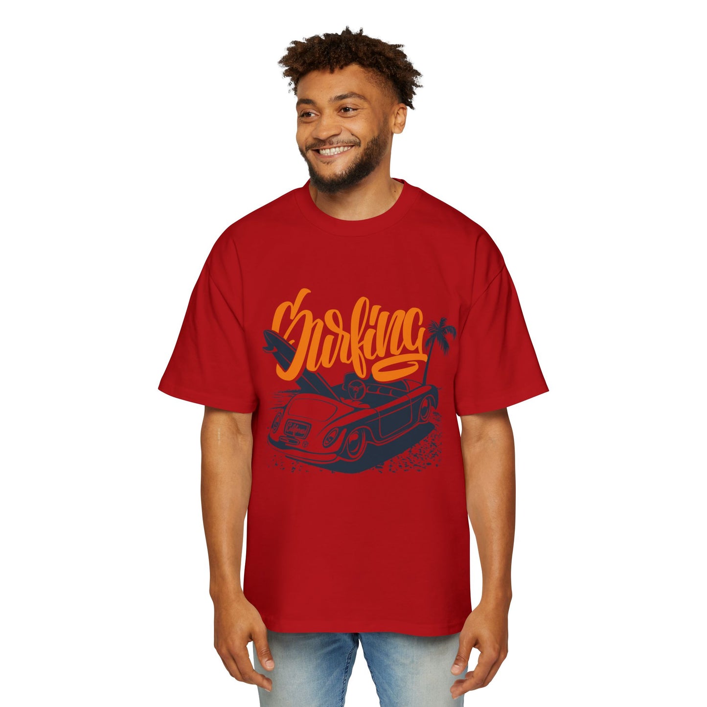 Surf Vibes Men's Heavy Oversized Tee - Perfect for Beach Days & Casual Outings