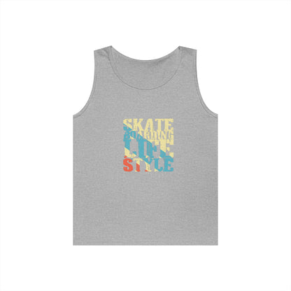Men's Heavy Cotton Tank Top - Skateboarding Life Style Graphic Tee