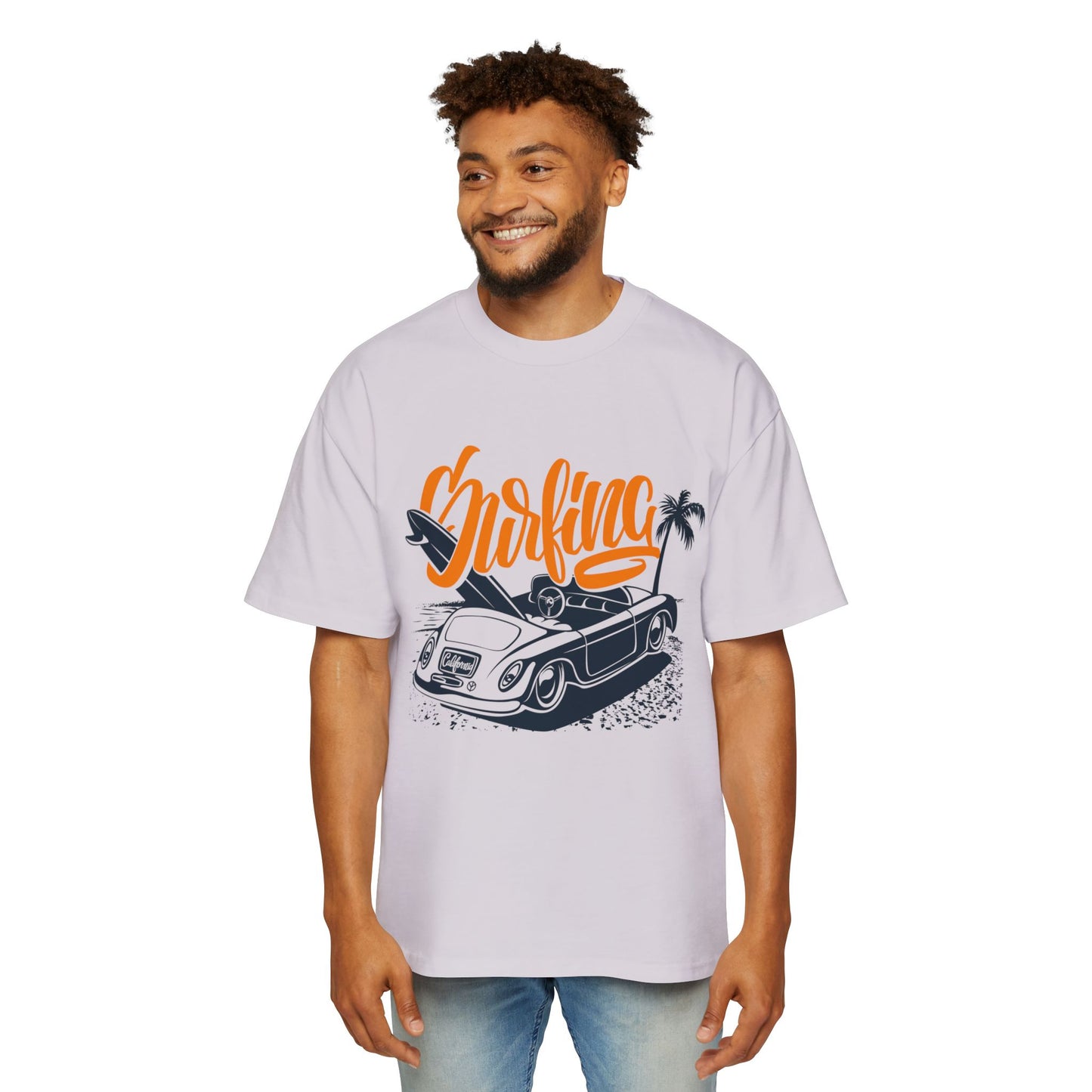 Surf Vibes Men's Heavy Oversized Tee - Perfect for Beach Days & Casual Outings