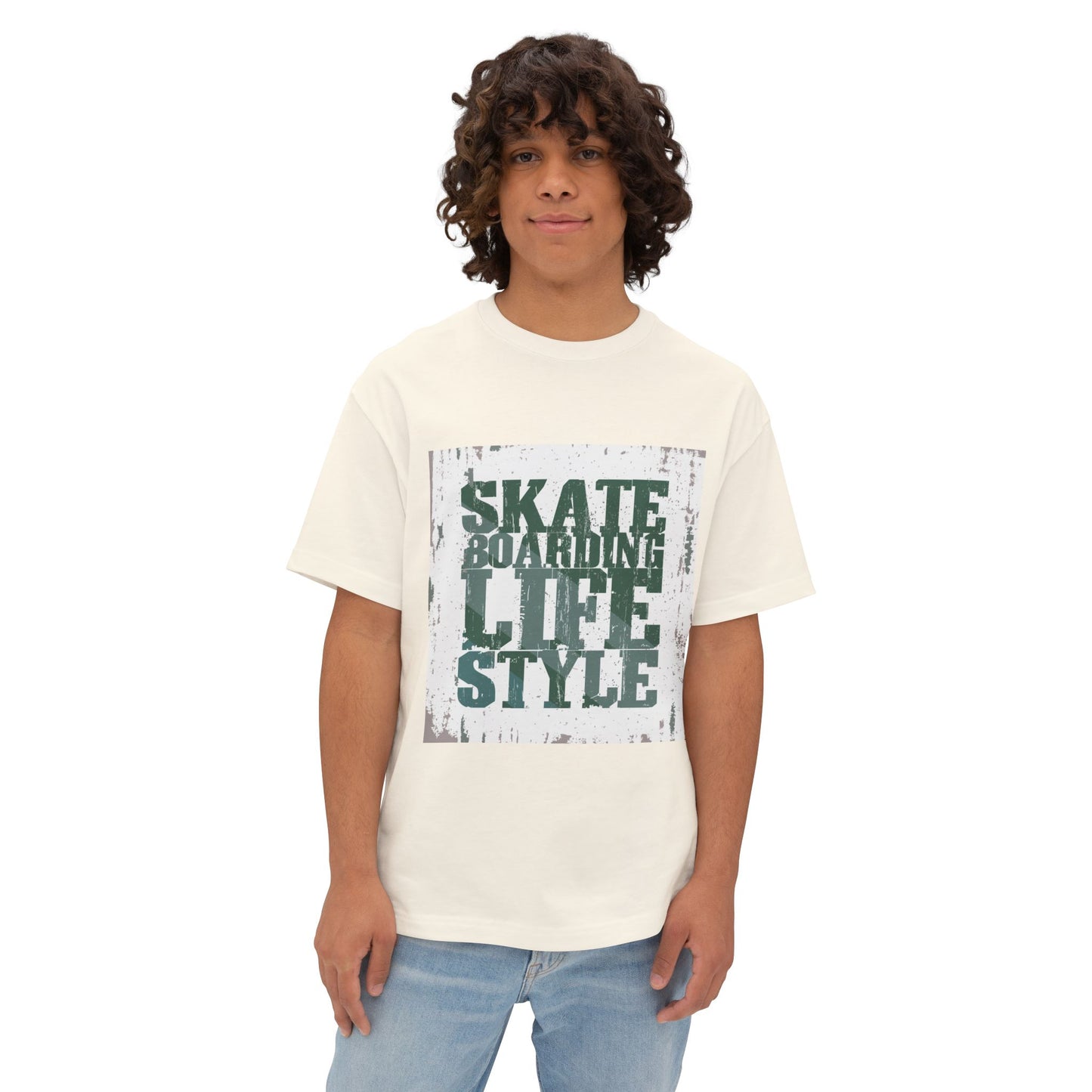 Skateboarding Lifestyle Oversized Boxy Tee - Men's Graphic T-Shirt