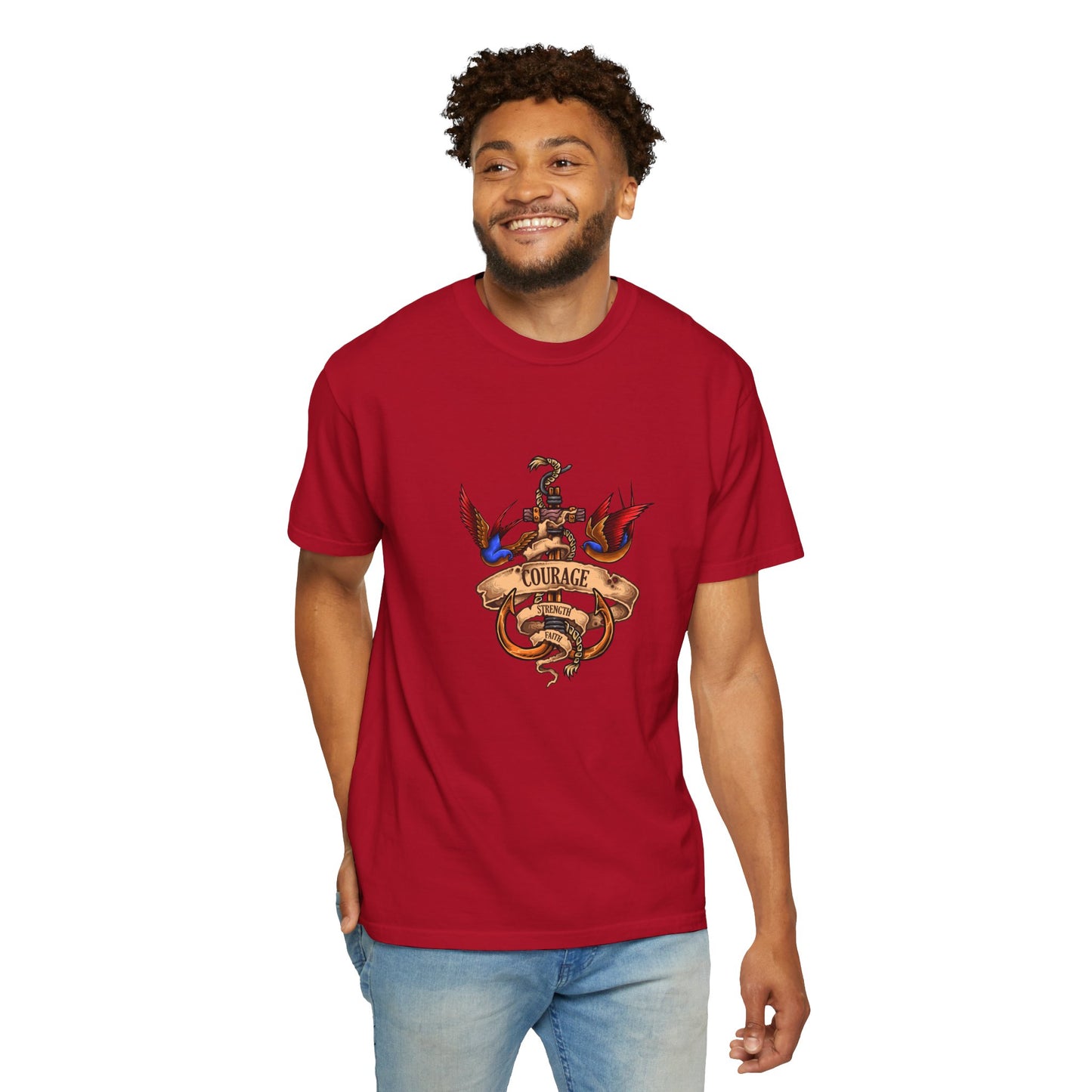 Courage Graphic Tee - Men's Garment-Dyed T-Shirt, Inspirational Shirt, Casual Wear, Gift for Friends, Motivational Apparel