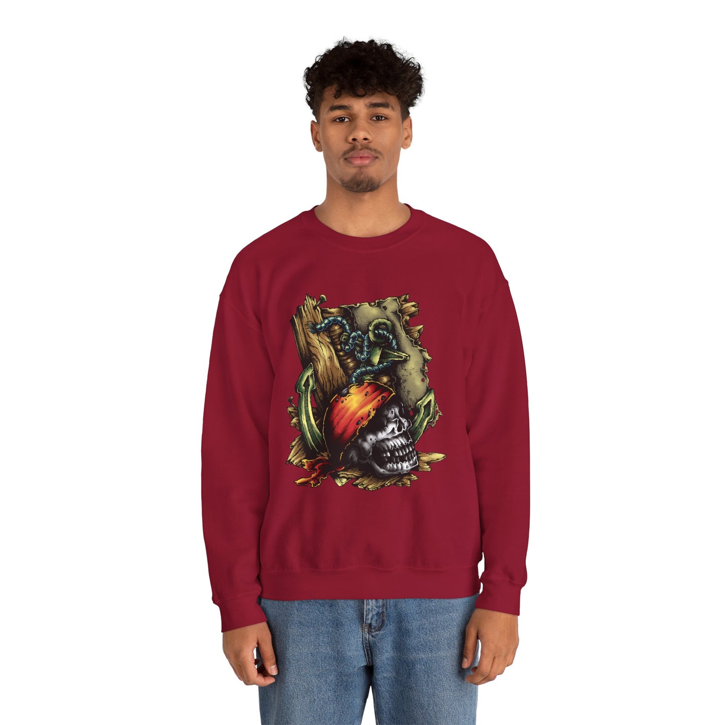 Pirate Themed Crewneck Sweatshirt, Cozy Men's Sweatshirt, Halloween Apparel, Gift for Sailors, Casual Streetwear