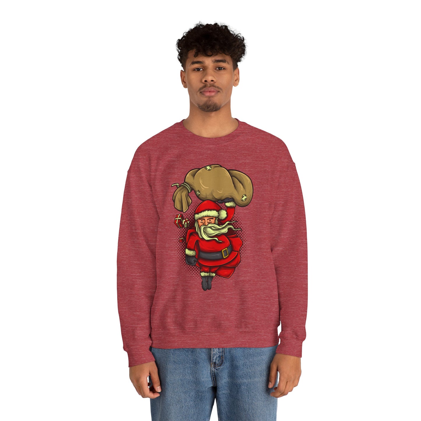 Funny Christmas Santa Crewneck Sweatshirt | Holiday Cheer | Men's