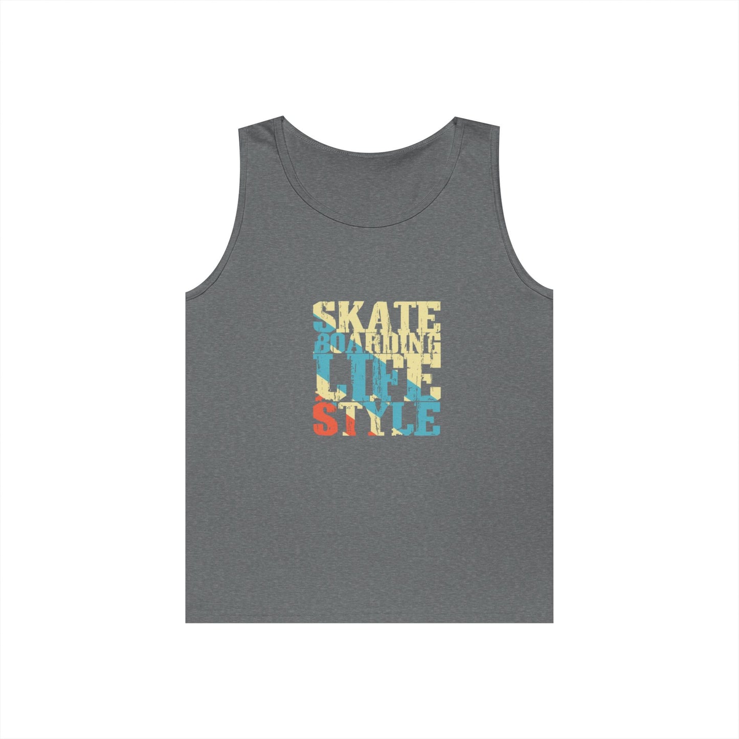 Men's Heavy Cotton Tank Top - Skateboarding Life Style Graphic Tee