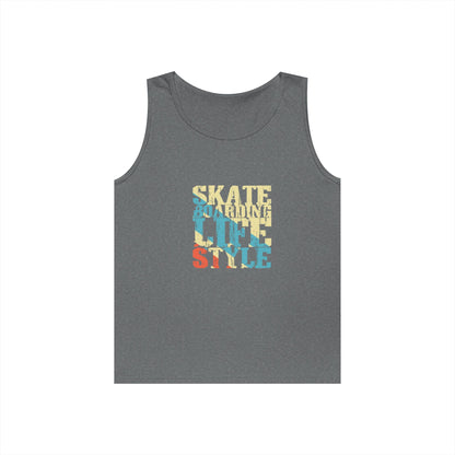 Men's Heavy Cotton Tank Top - Skateboarding Life Style Graphic Tee