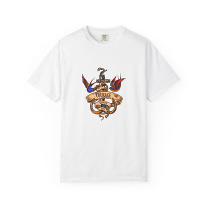 Courage Graphic Tee - Men's Garment-Dyed T-Shirt, Inspirational Shirt, Casual Wear, Gift for Friends, Motivational Apparel