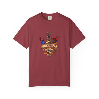 Courage Graphic Tee - Men's Garment-Dyed T-Shirt, Inspirational Shirt, Casual Wear, Gift for Friends, Motivational Apparel
