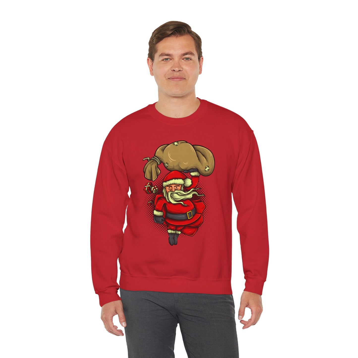 Funny Christmas Santa Crewneck Sweatshirt | Holiday Cheer | Men's