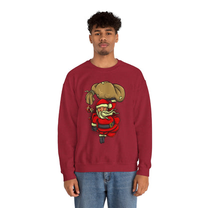 Funny Christmas Santa Crewneck Sweatshirt | Holiday Cheer | Men's