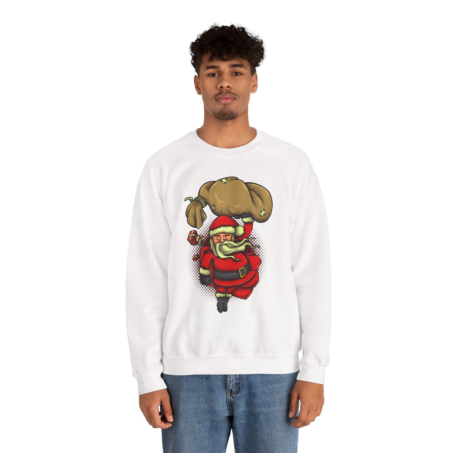 Funny Christmas Santa Crewneck Sweatshirt | Holiday Cheer | Men's