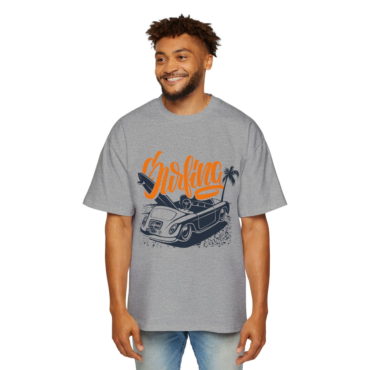Surf Vibes Men's Heavy Oversized Tee - Perfect for Beach Days & Casual Outings
