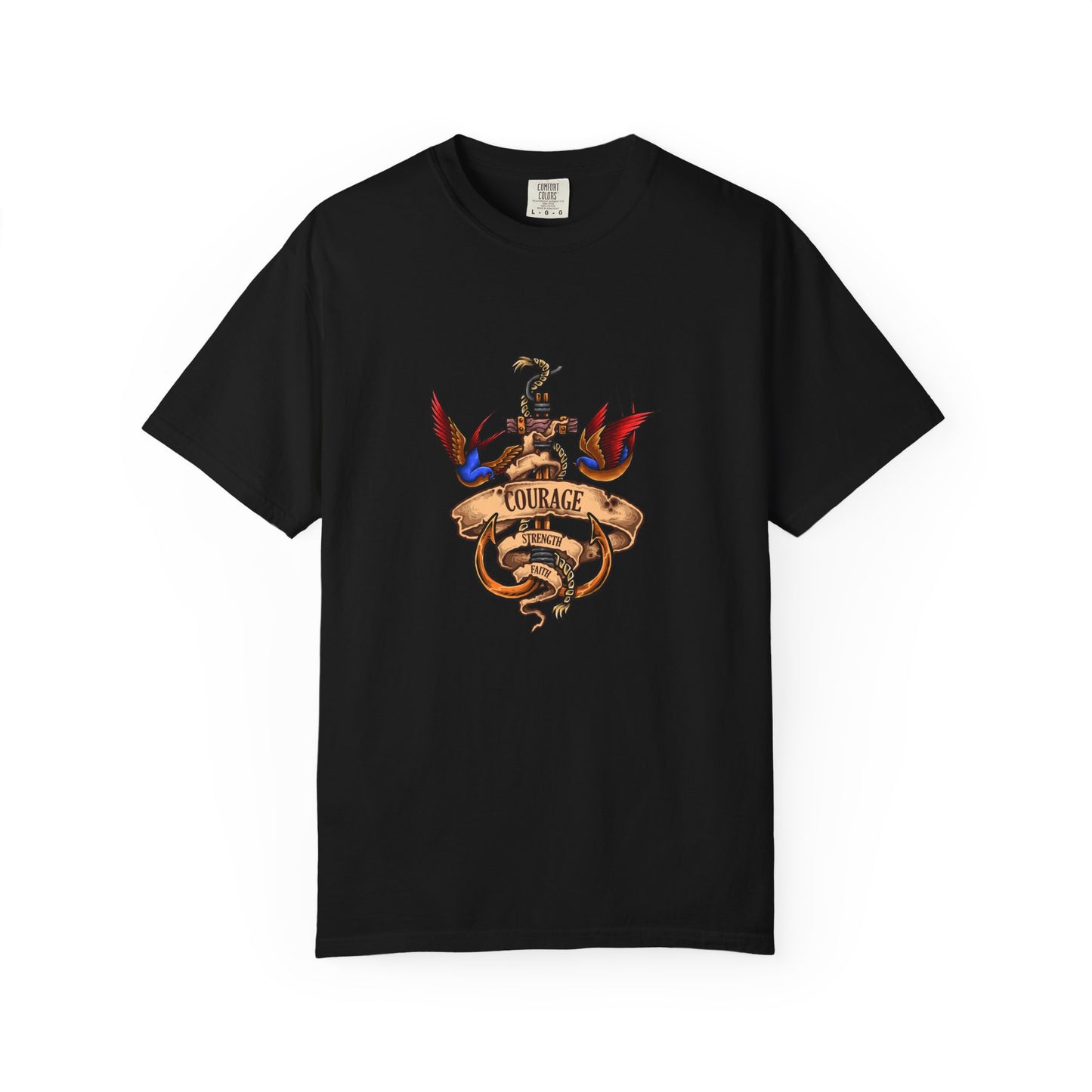 Courage Graphic Tee - Men's Garment-Dyed T-Shirt, Inspirational Shirt, Casual Wear, Gift for Friends, Motivational Apparel
