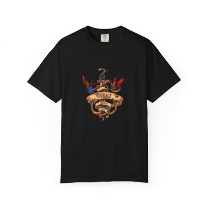 Courage Graphic Tee - Men's Garment-Dyed T-Shirt, Inspirational Shirt, Casual Wear, Gift for Friends, Motivational Apparel