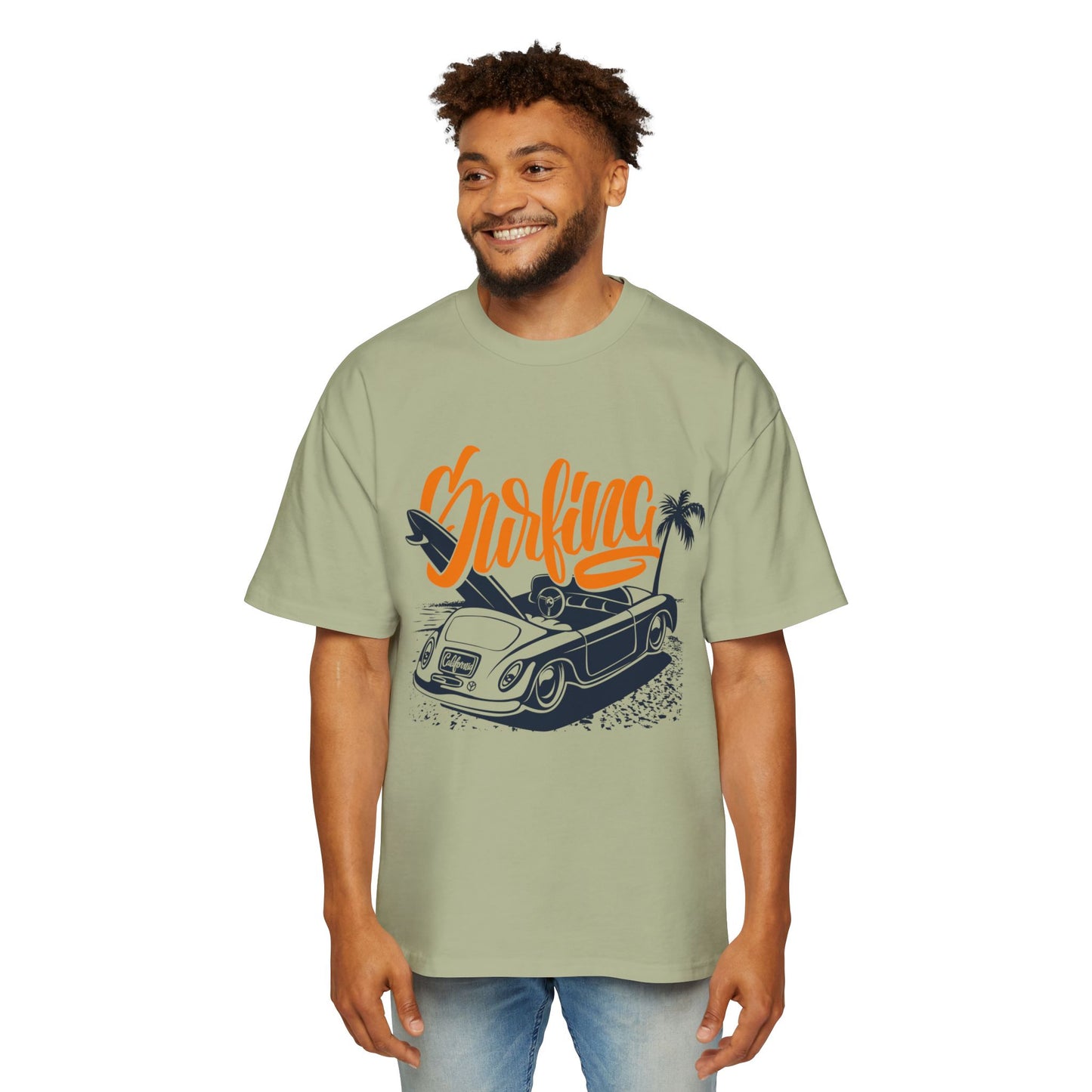 Surf Vibes Men's Heavy Oversized Tee - Perfect for Beach Days & Casual Outings