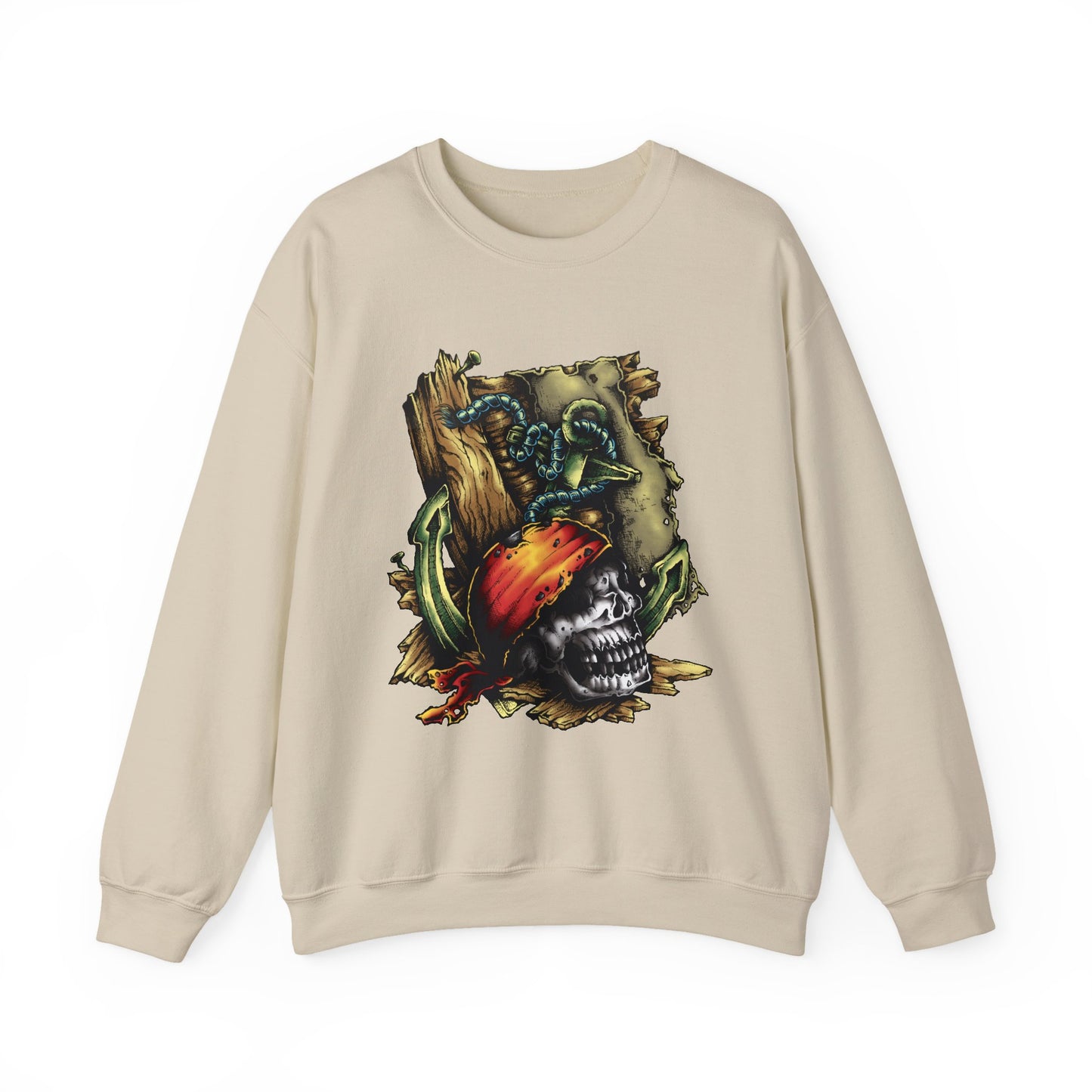 Pirate Themed Crewneck Sweatshirt, Cozy Men's Sweatshirt, Halloween Apparel, Gift for Sailors, Casual Streetwear
