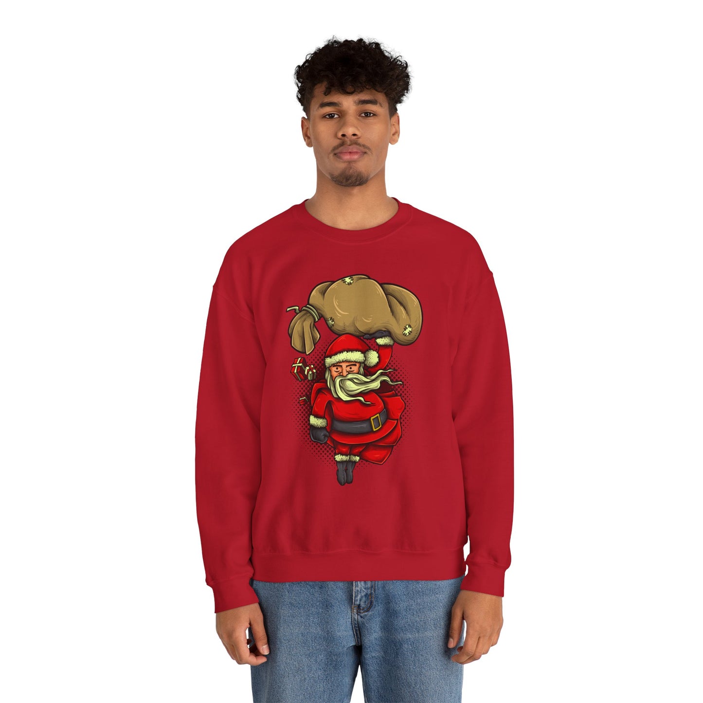 Funny Christmas Santa Crewneck Sweatshirt | Holiday Cheer | Men's