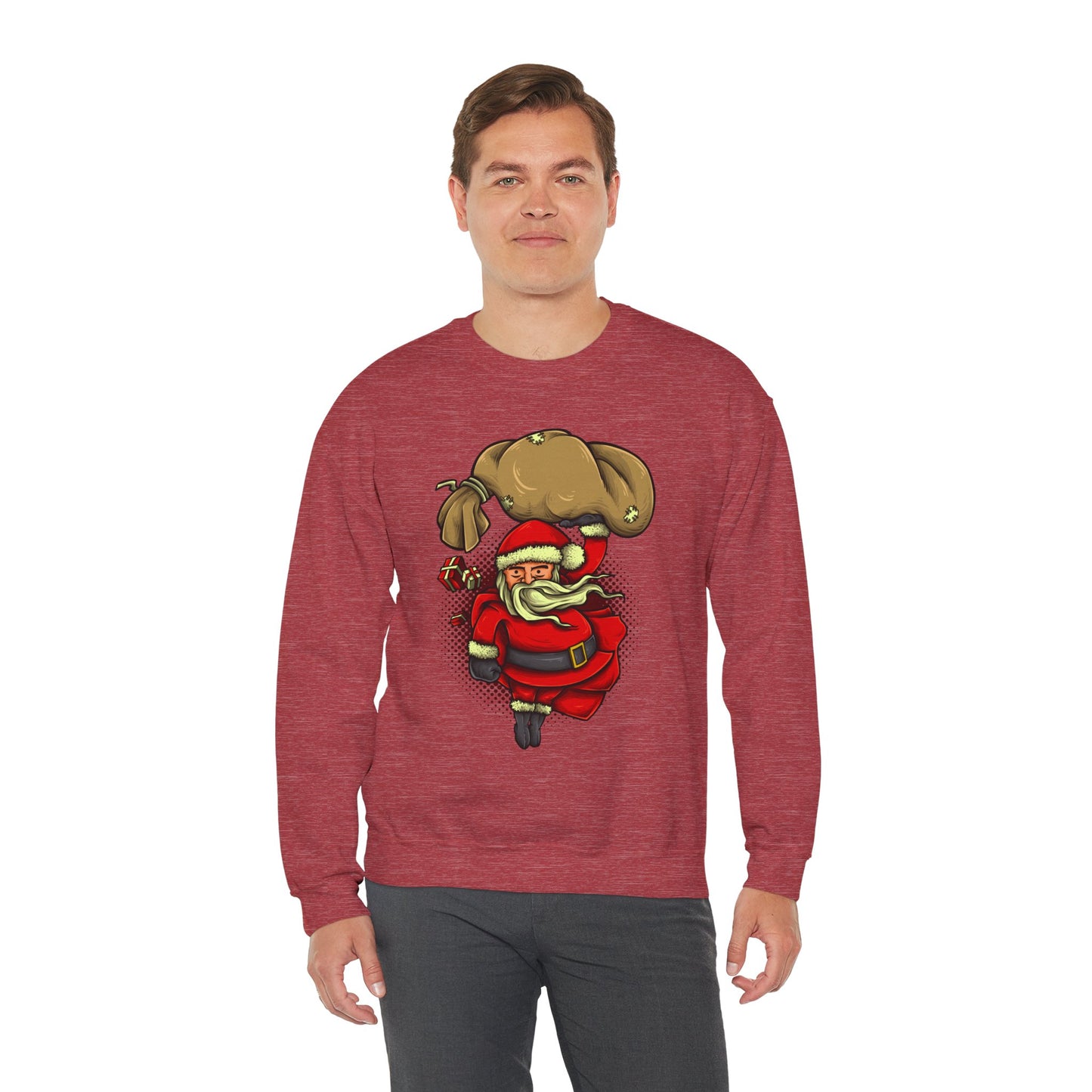 Funny Christmas Santa Crewneck Sweatshirt | Holiday Cheer | Men's
