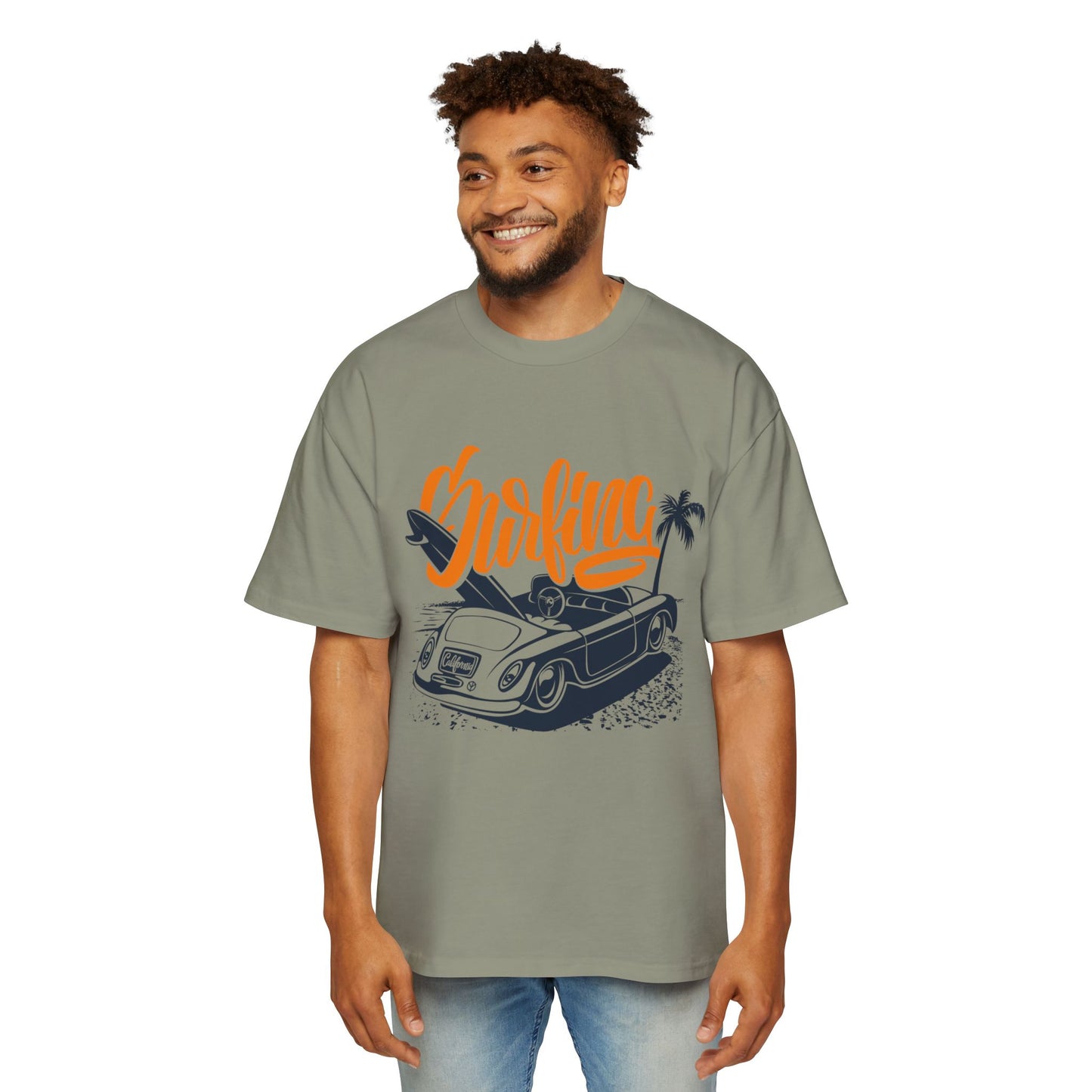 Surf Vibes Men's Heavy Oversized Tee - Perfect for Beach Days & Casual Outings