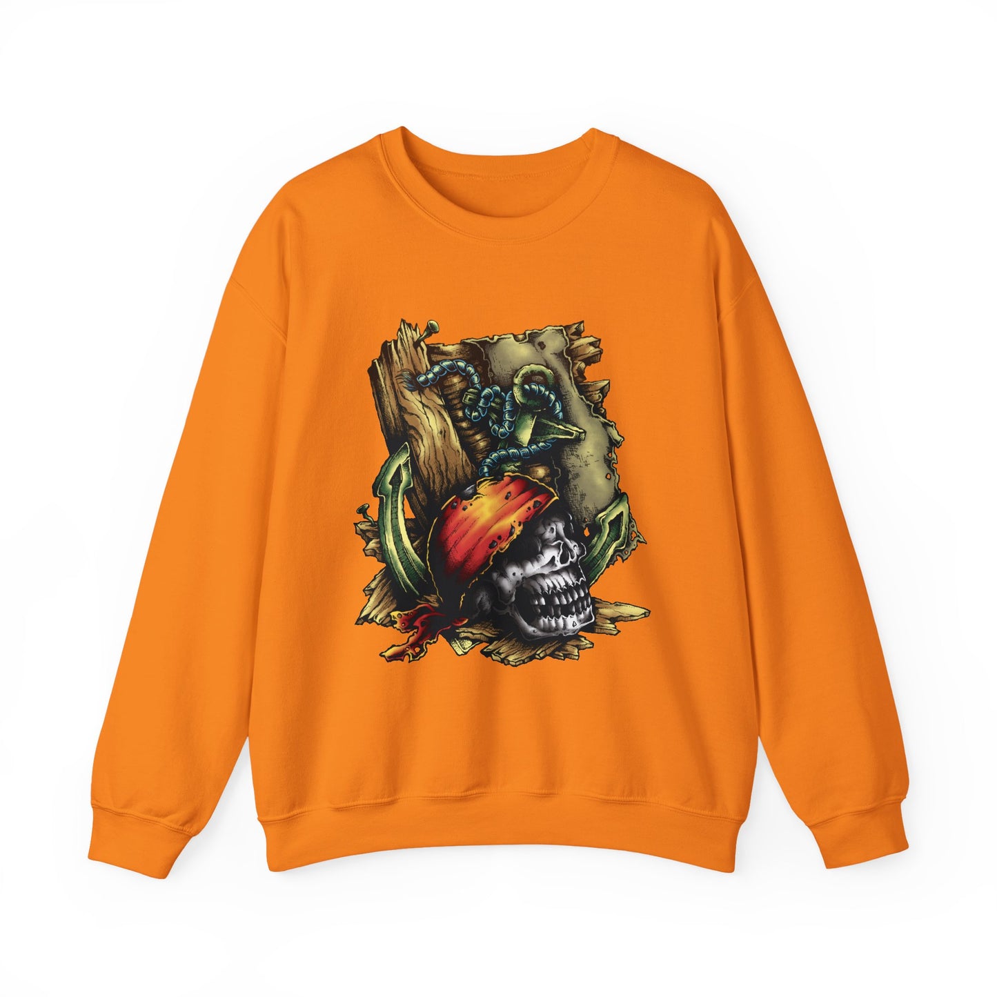 Pirate Themed Crewneck Sweatshirt, Cozy Men's Sweatshirt, Halloween Apparel, Gift for Sailors, Casual Streetwear