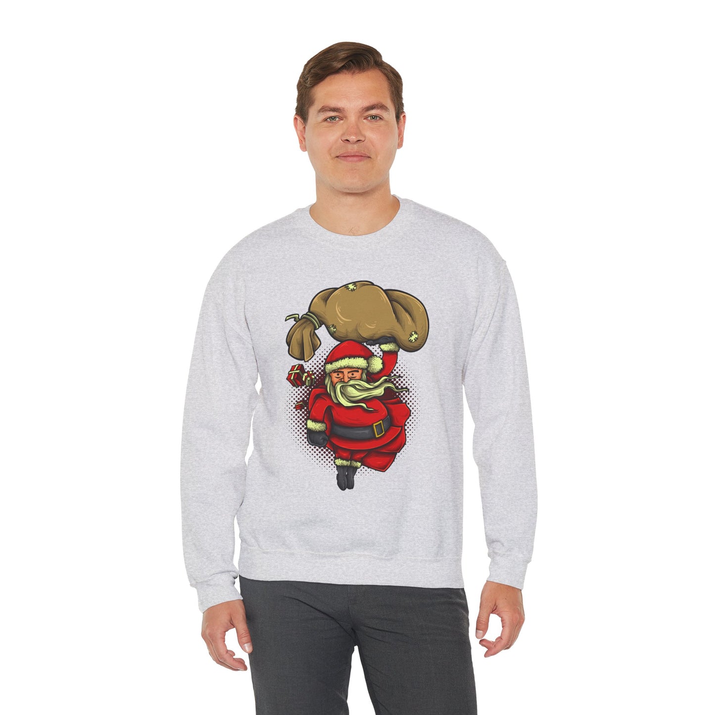 Funny Christmas Santa Crewneck Sweatshirt | Holiday Cheer | Men's