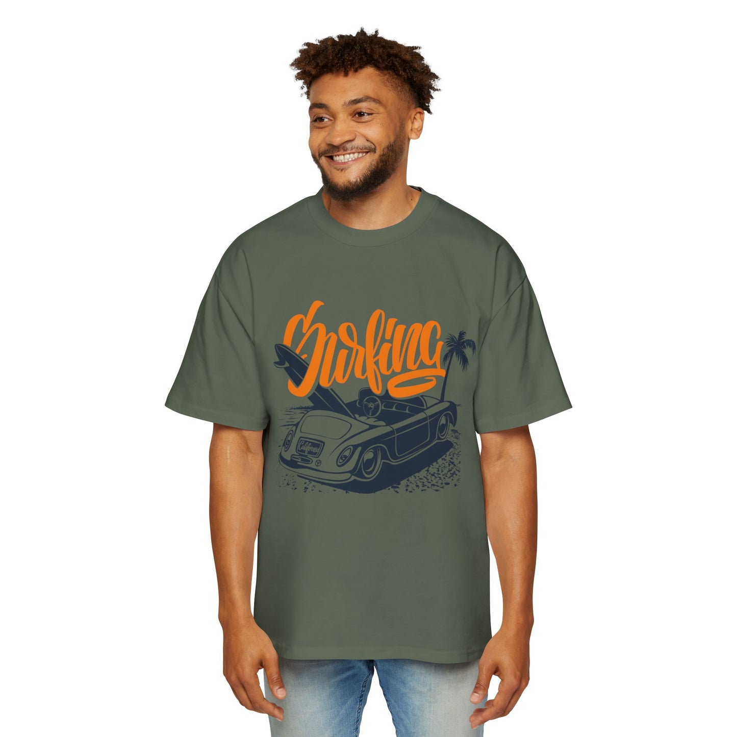 Surf Vibes Men's Heavy Oversized Tee - Perfect for Beach Days & Casual Outings