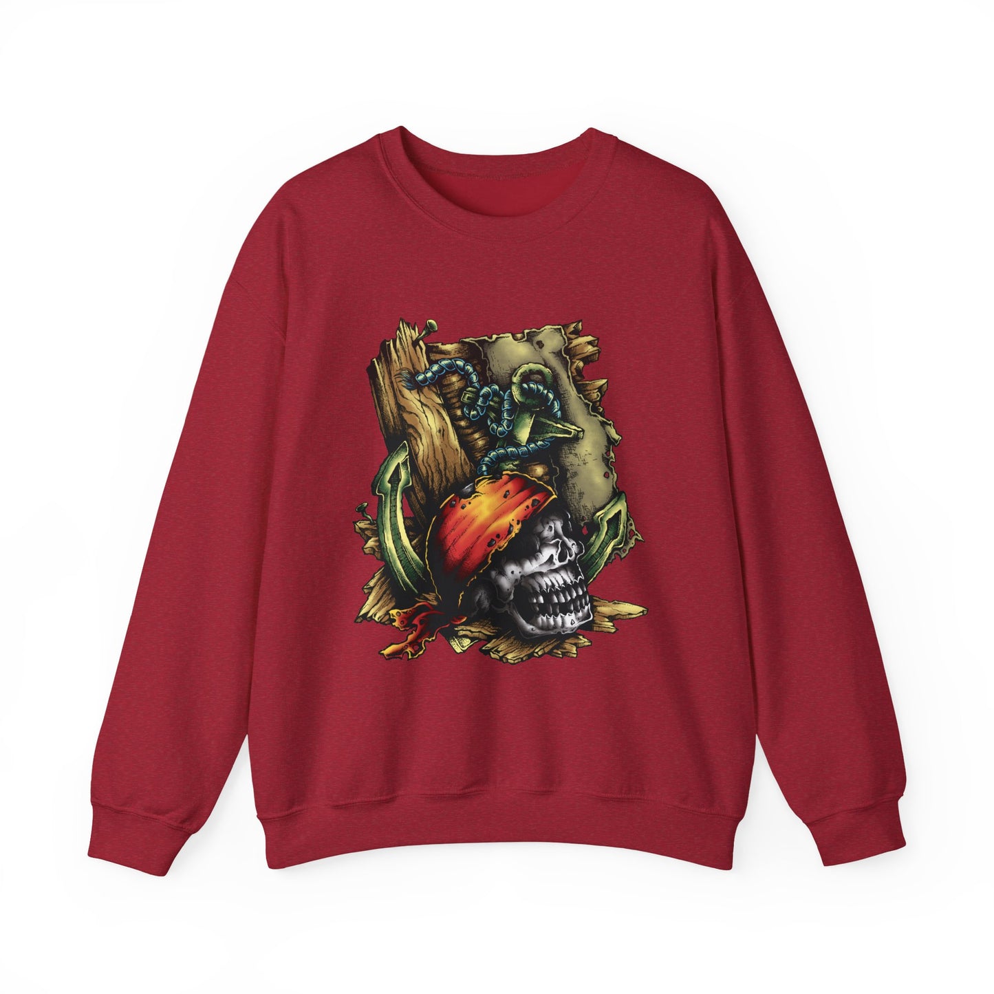 Pirate Themed Crewneck Sweatshirt, Cozy Men's Sweatshirt, Halloween Apparel, Gift for Sailors, Casual Streetwear