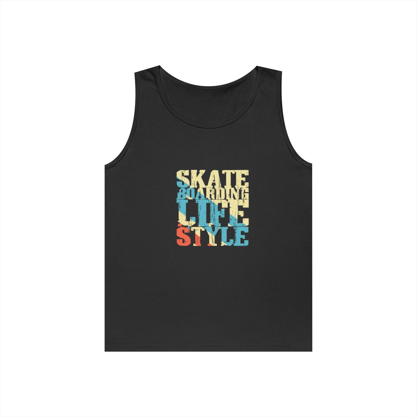 Men's Heavy Cotton Tank Top - Skateboarding Life Style Graphic Tee
