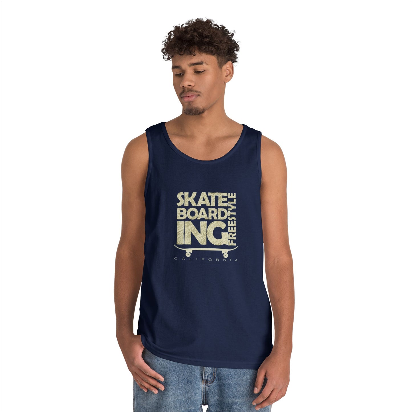Skateboard Freestyle Men'sHeavy Cotton Tank Top - Summer Vibes and Street Style