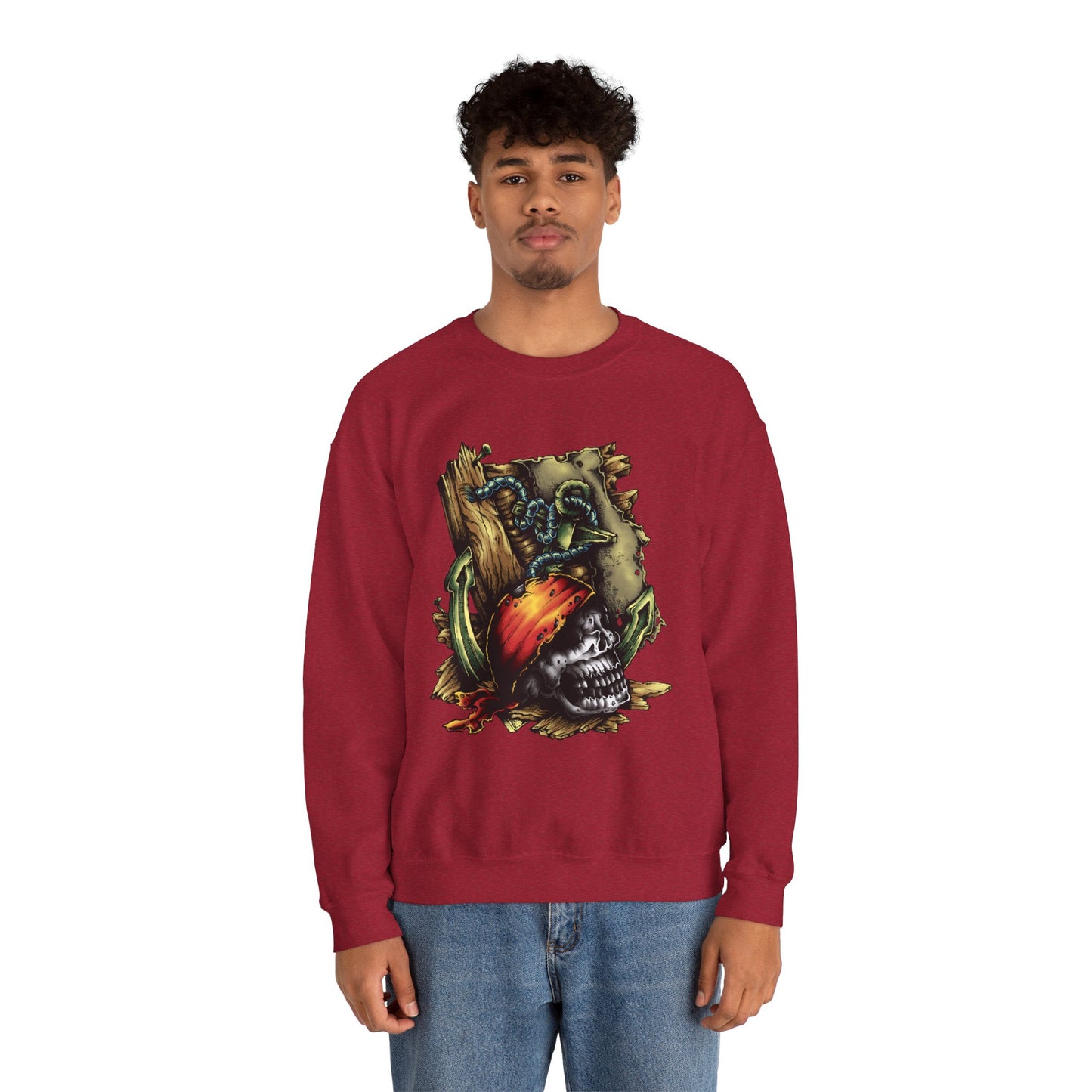 Pirate Themed Crewneck Sweatshirt, Cozy Men's Sweatshirt, Halloween Apparel, Gift for Sailors, Casual Streetwear