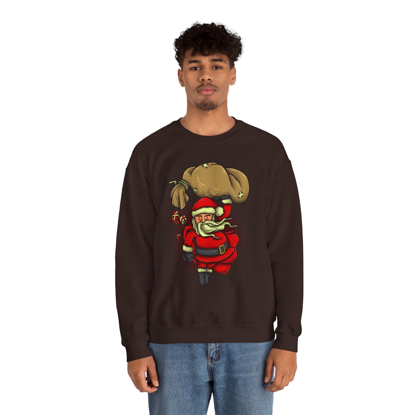 Funny Christmas Santa Crewneck Sweatshirt | Holiday Cheer | Men's