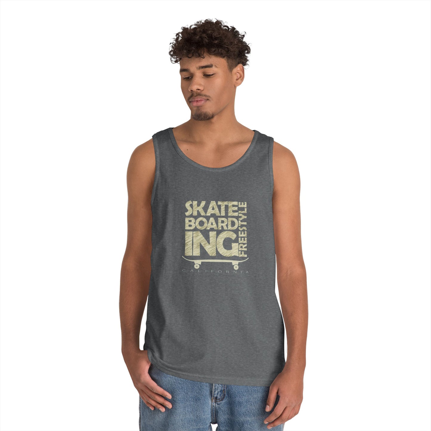 Skateboard Freestyle Men'sHeavy Cotton Tank Top - Summer Vibes and Street Style