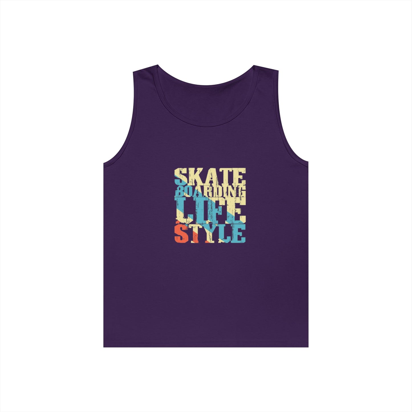 Men's Heavy Cotton Tank Top - Skateboarding Life Style Graphic Tee