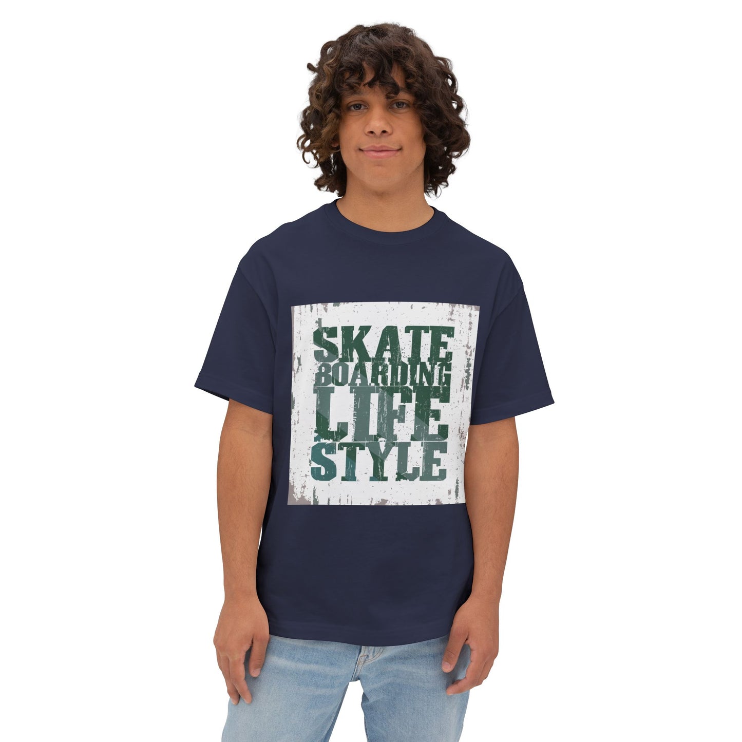 Skateboarding Lifestyle Oversized Boxy Tee - Men's Graphic T-Shirt