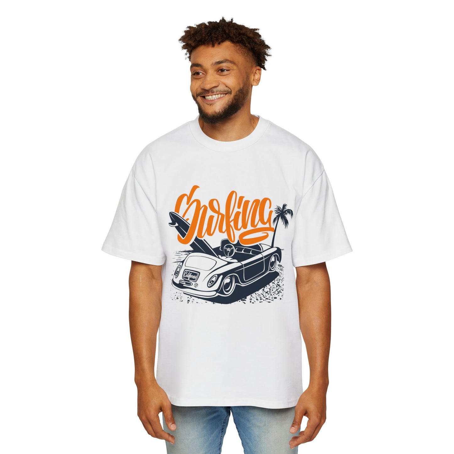 Surf Vibes Men's Heavy Oversized Tee - Perfect for Beach Days & Casual Outings