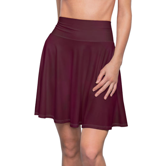 Chic Women&#039;s Skater Skirt - Flared Style in Deep Burgundy for Everyday Wear