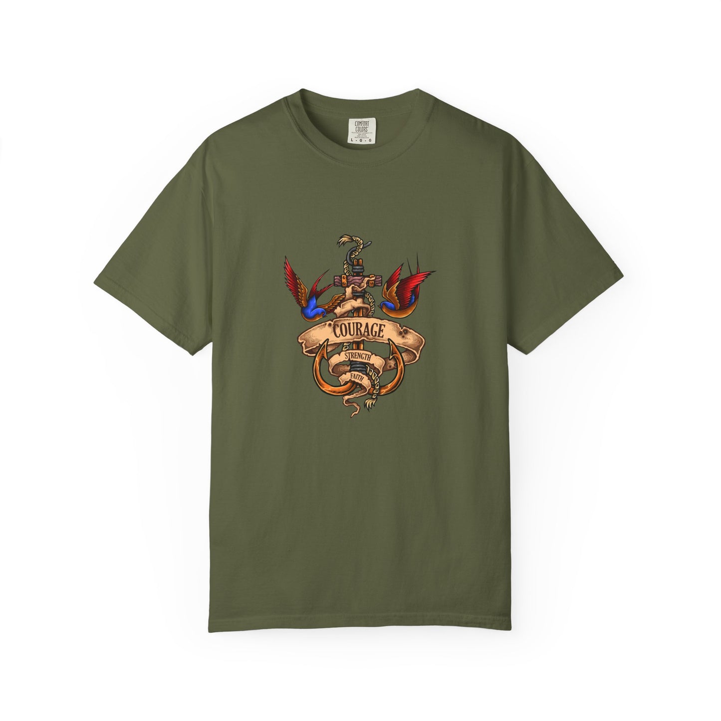 Courage Graphic Tee - Men's Garment-Dyed T-Shirt, Inspirational Shirt, Casual Wear, Gift for Friends, Motivational Apparel